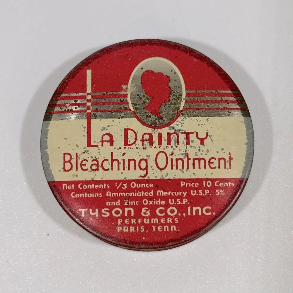Vintage Antique 1930s? La Dainty Bleaching Ointment Tin Advertising Decor